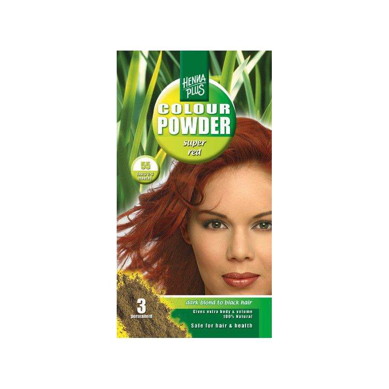 Super red 55 Colour Powder Henna Plus Rode Pilaren